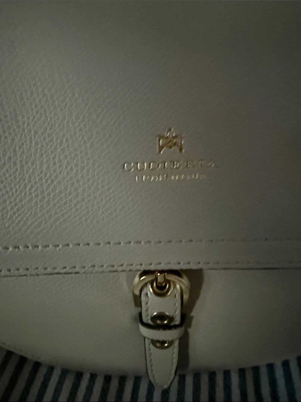 Beige Leather Saddle Bag